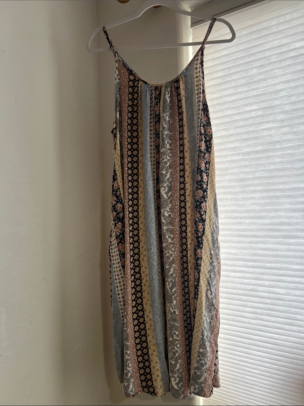 Striped Paisley Mix Slip Dress - Multicolor